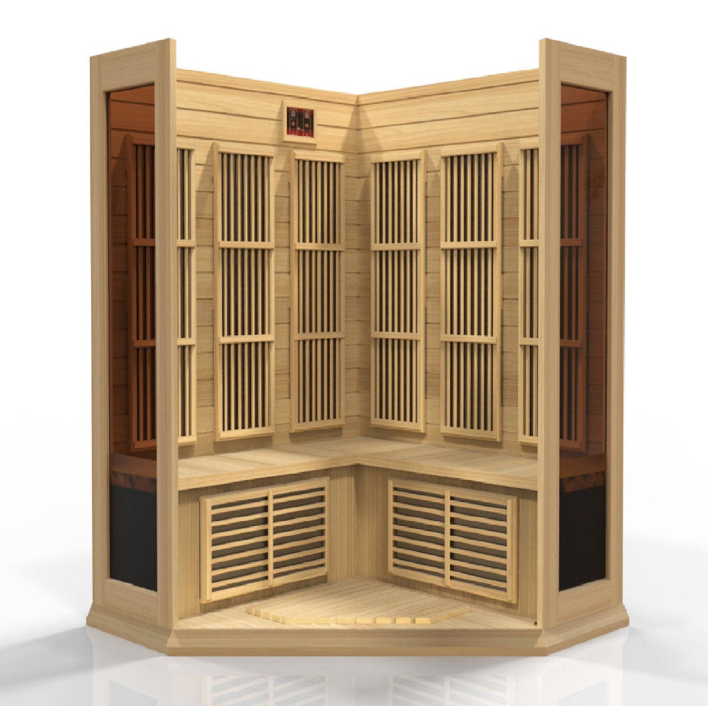 Maxxus 3-Person Corner Low EMF FAR Infrared Sauna MX-K356-01-Maxxus Saunas-HQ Sauna